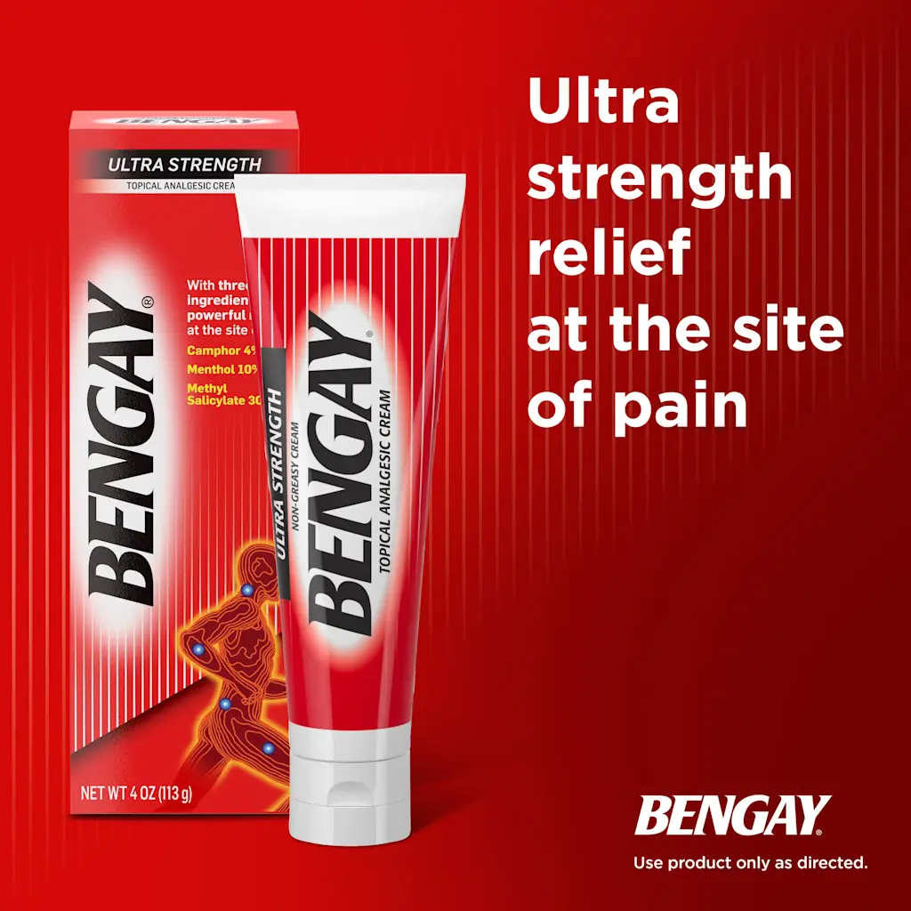 BENGAY Ultra Strength en caja y tubo